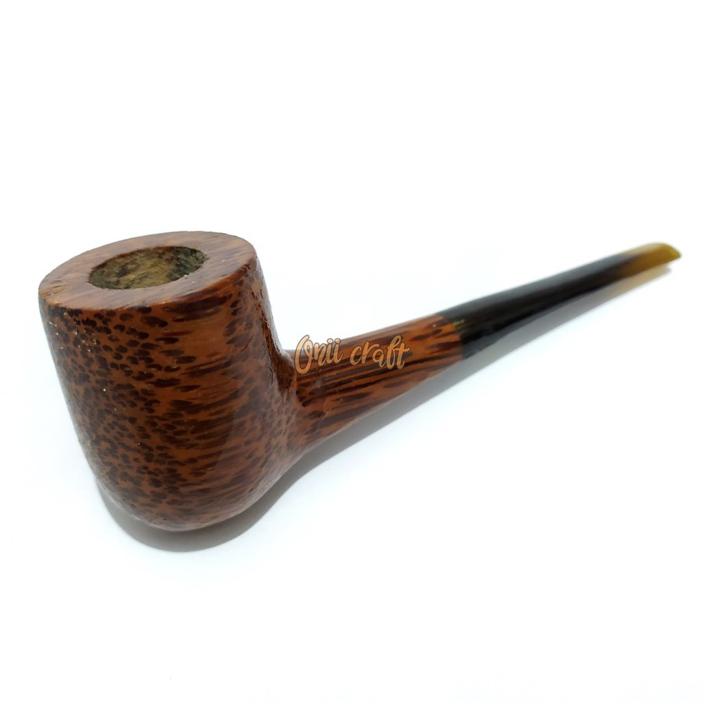 Pipa cangklong tembakau kayu kelapa dan tanduk asli model ganden