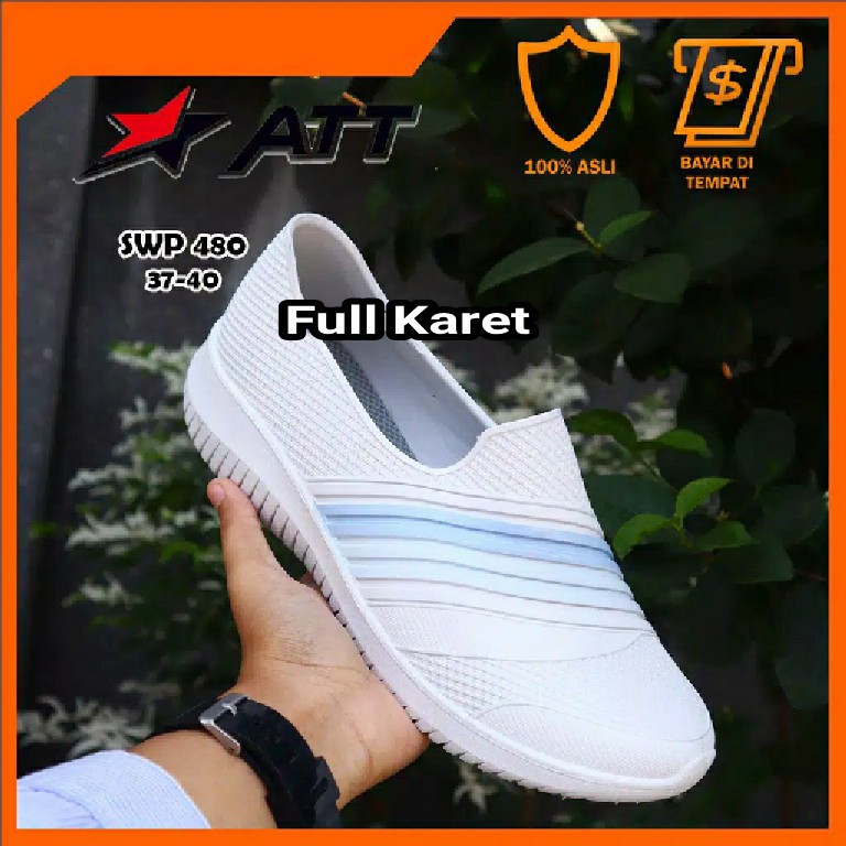 (COD) TERMURAH Sepatu Karet Wanita Santai Slip On ATT SWP 480