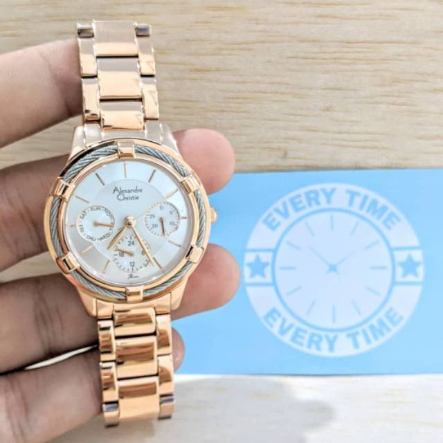 CUCI GUDANG ALEXANDRE CHRISTIE 2730 AC 2730 WANITA ORIGINAL RESMI ROSEGOLD