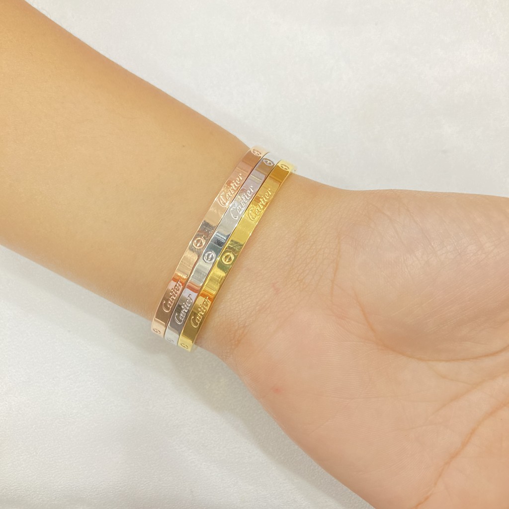 Gelang Branded Set 3 Embos Titanium Steel Aksesoris Wanita