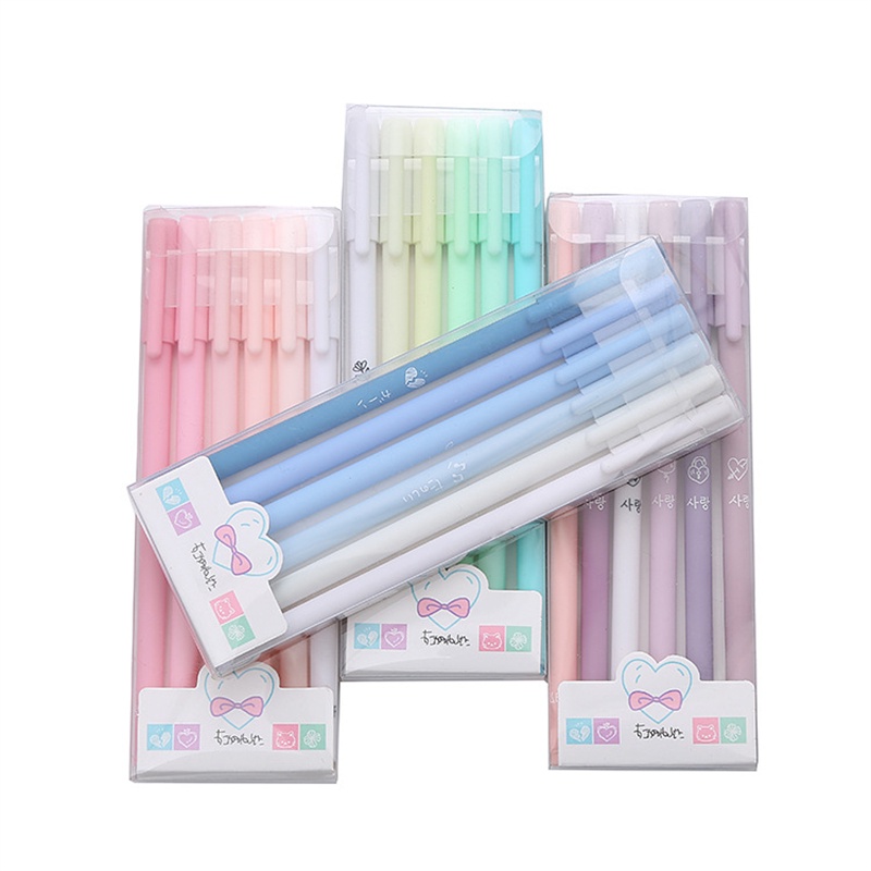 6pcs / Set Pulpen Gel Warna Morandi Portable Untuk Stationery Sekolah / Kantor