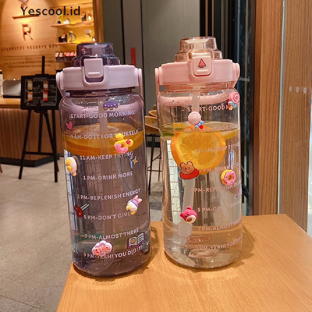 (Yescool) Botol Minum 2L Portable Dengan Sedotan Untuk Olahraga / Fitness / Sepeda