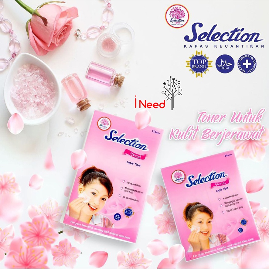 (INEED) KAPAS TIPIS SELECTION SERIES - KAPAS SELECTION FACIAL COTTON TIPIS (COTTON BUD-BULAT-FACIAL COTTON)