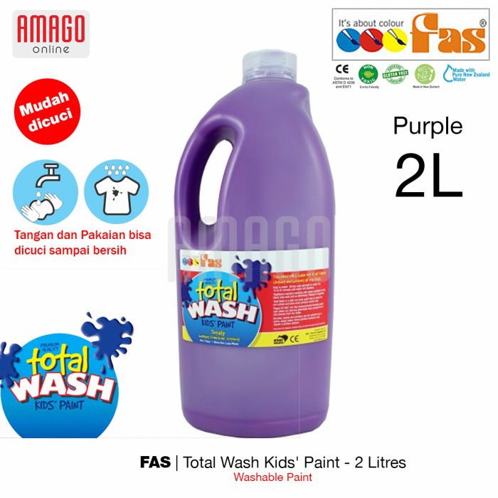 FAS TOTAL WASH PAINT - 2 LITER - CAT MUDAH DIBERSIHKAN - PURPLE