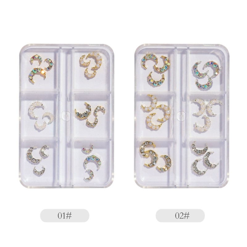 Sa Bulan Sabit Berlian Imitasi Moon Nail Rhinestones Moon Nail Charms DIY Nail Art Set