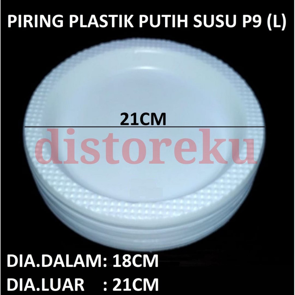 ISI 50PCS Piring Plastik BESAR Putih Susu P9 Plate makan kue ultah LARGE