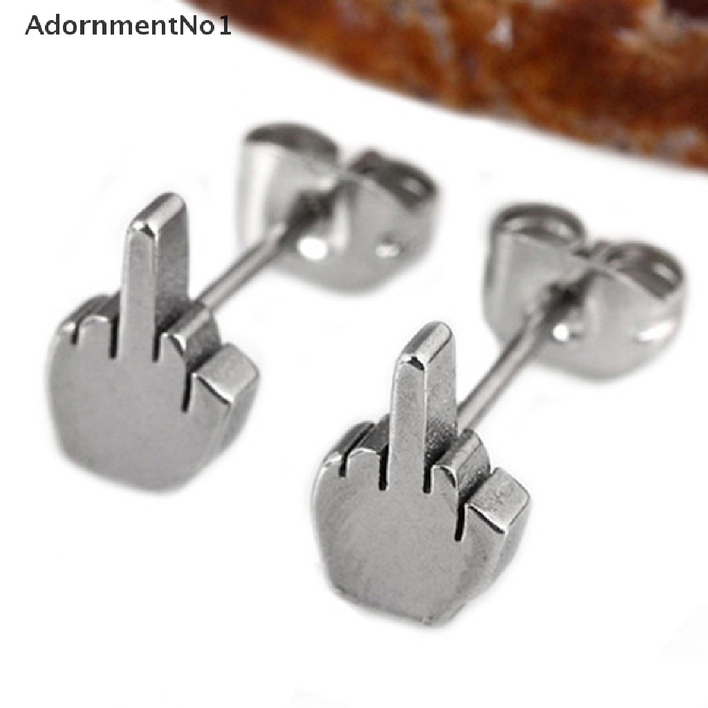 (AdornmentNo1) 2pcs Anting Tusuk Gaya Punk Bahan Stainless Steel Warna Hitam Untuk Pria / Wanita