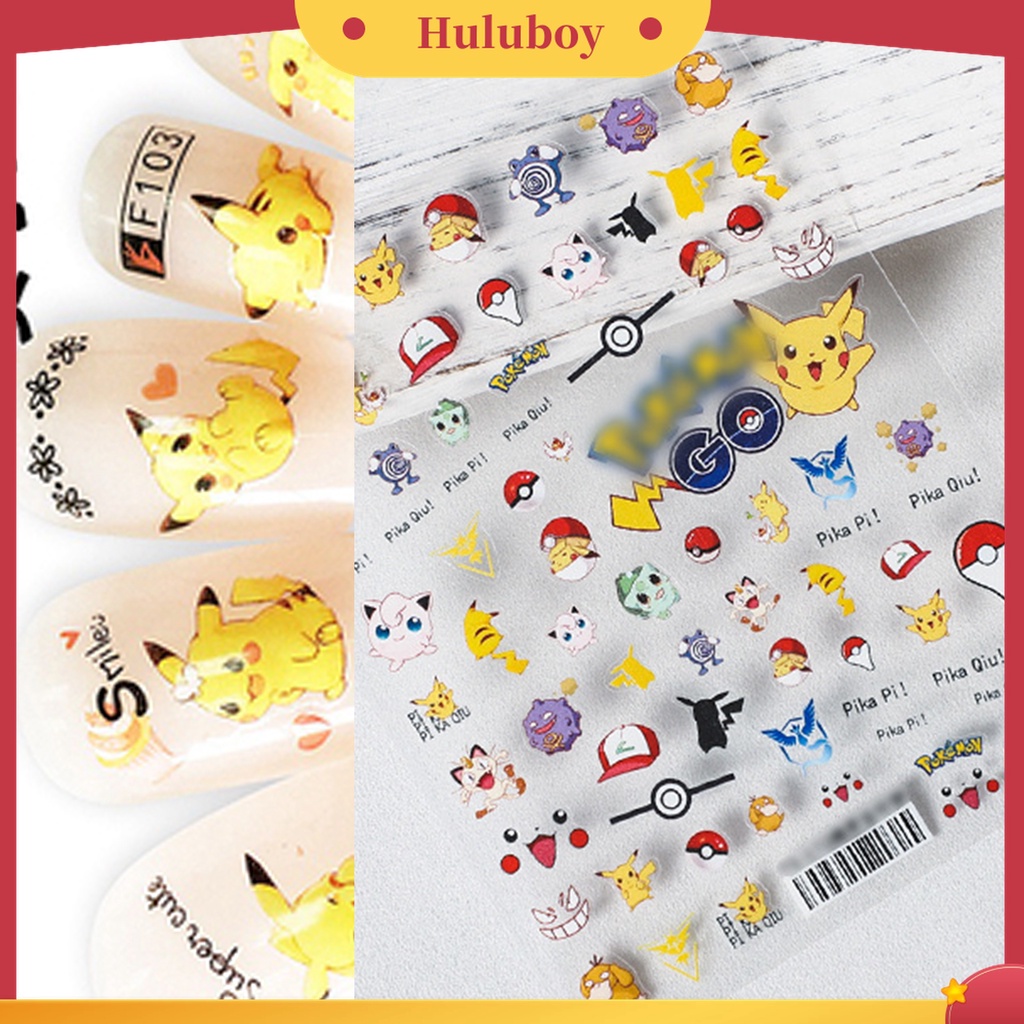 Huluboy Huluboy♡ Stiker Kuku Motif Kartun 5D Gaya Jepang Untuk Dekorasi Manicure