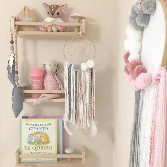 Rak Buku Majalah Gantung / Rak Makeup Kayu gantung / Rak Bumbu Dapur Kayu gantung