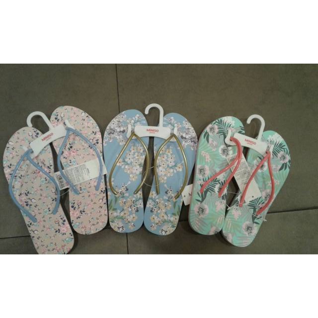  MINISO  Sandal  jepit model terbaru empuk pastel bunga 