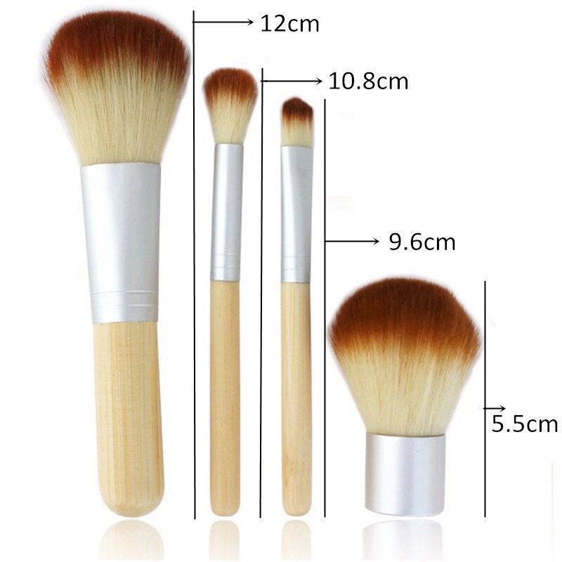 (READY &amp; ORI!) O.TWO.O  Otwoo Bamboo Brush Set/ Kabuki/Kuas Make up 4 pcs + Pouch kuas set