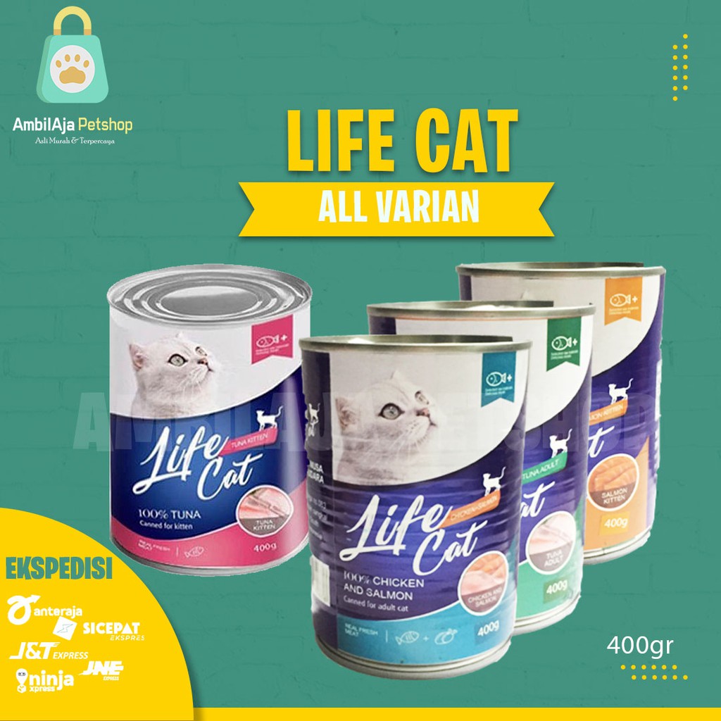 Makanan Kucing LIFE CAT kaleng 400g All Varian 1 dus ( GRAB GOSEND BLUEBIRD )