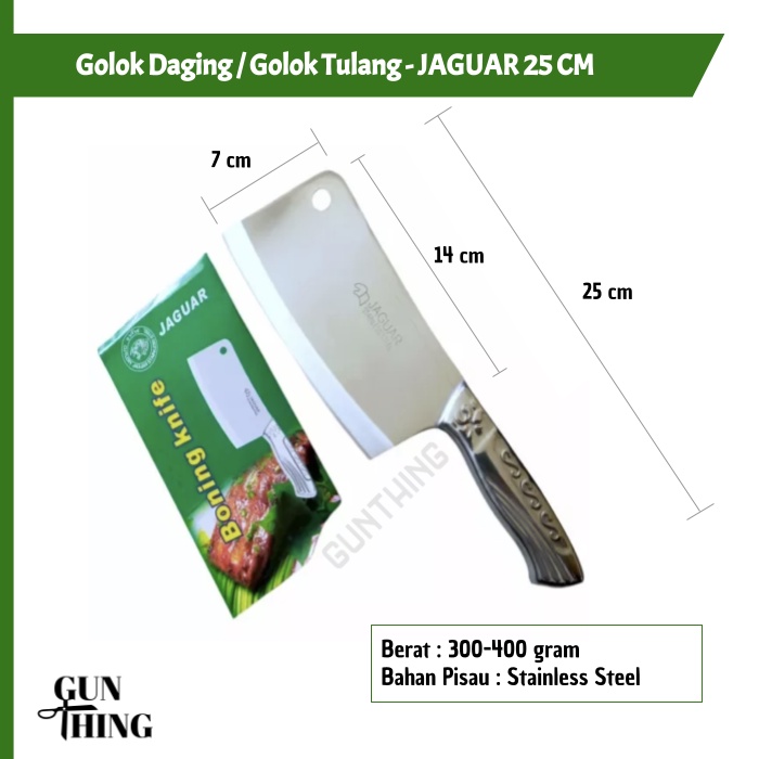 Golok Pisau Daging / Golok Tulang JAGUAR - JAJIAGUA 25 cm - 315 Stainless Steel