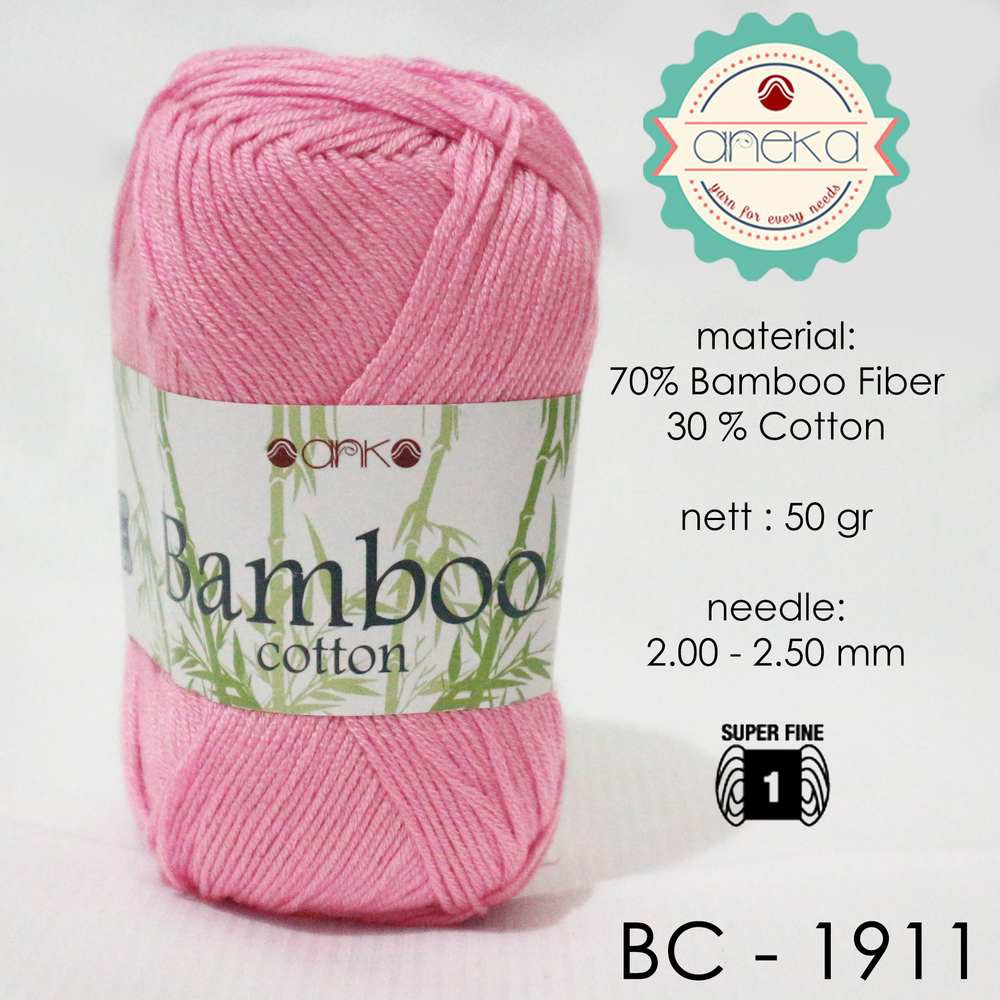 Benang Rajut Katun Bambu / Bamboo Cotton Yarn 1 - 1911 Pink Terang