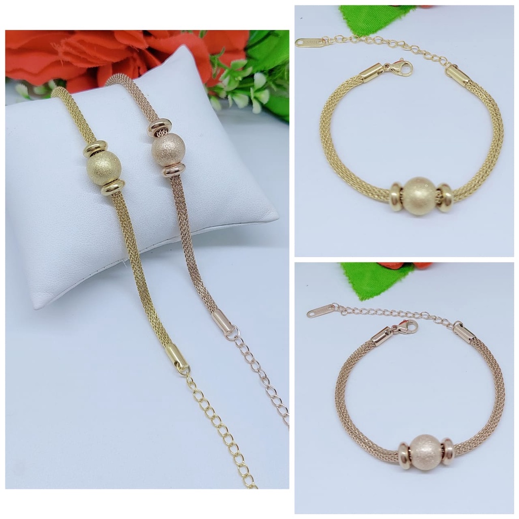 Titanium gelang wanita biji bola kombinasi perhiasan 0085,0086