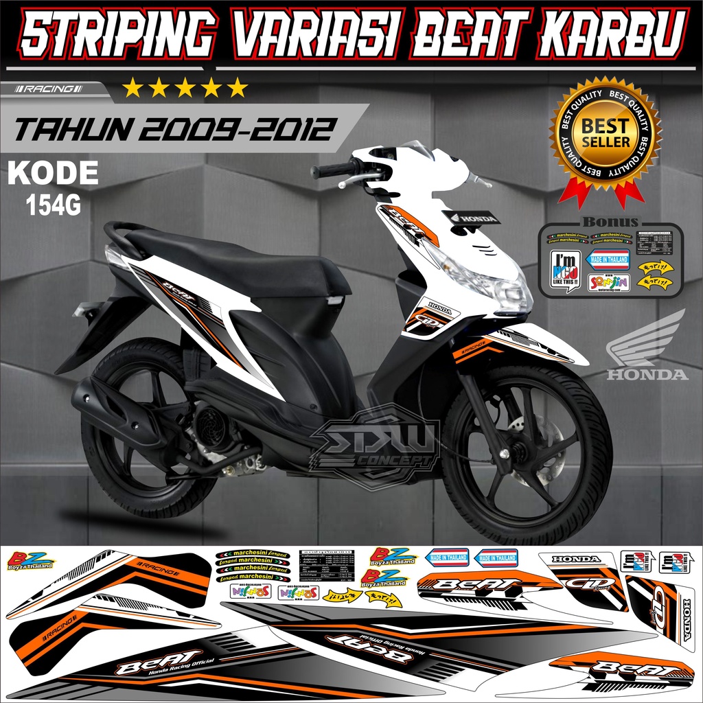 Striping Beat Karbu Stiker Lis Motor Beat Karbu Variasi kode 154