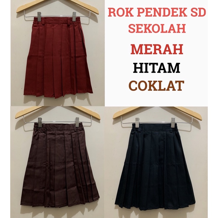 Rok Rempel Pendek Sekolah SD Merah Hitam Coklat Pramuka uk Kecil sampai Besar Jumbo