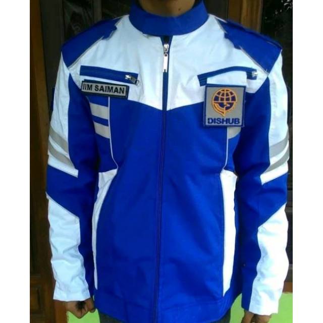 Jaket taslan anti air .DISHUB ( white blue)