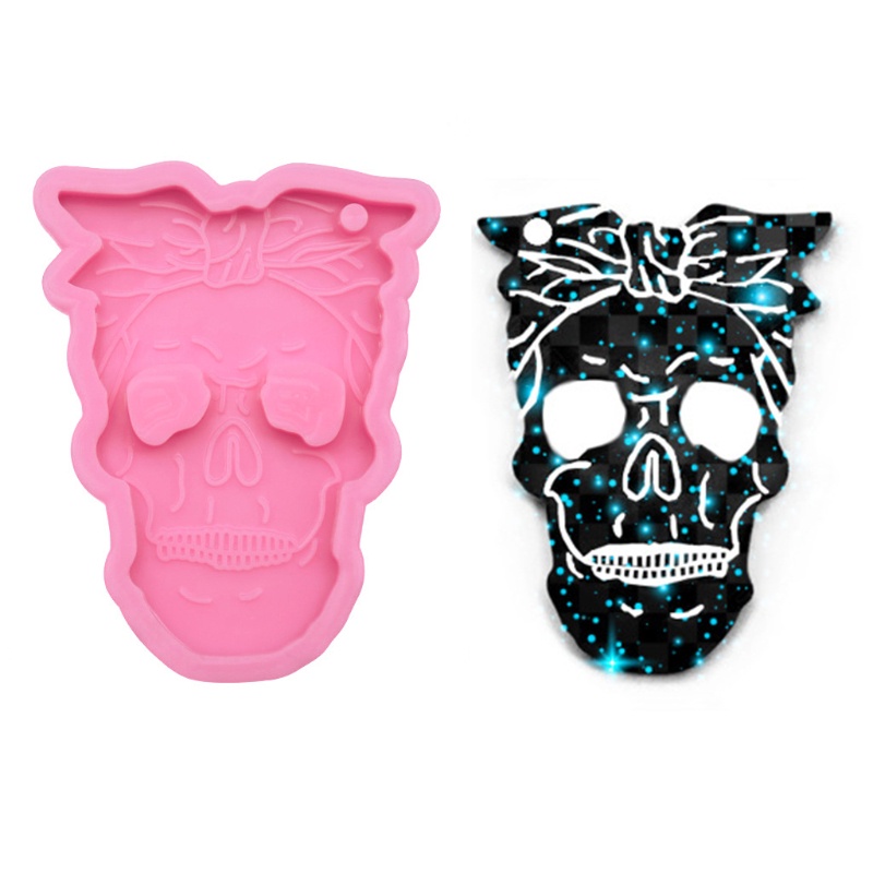 SIY  Skull Men Women Style Keychain Epoxy Resin Mold Key Chain Earrings Pendants Silicone Mould DIY Crafts Jewelry Decorations Casting Tools
