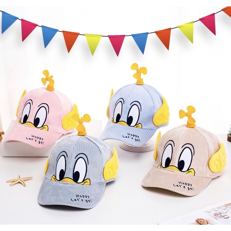 2-7 tahun Topi Baseball Anak Happy Duck Windmill Bahan Lembut / Kids Toddler Baseball Hat Cap