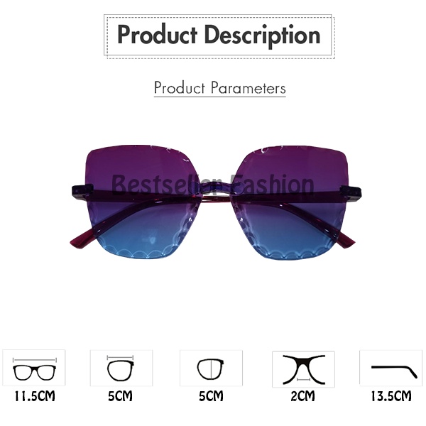 Kacamata New Cat Eye Rimless Sunglasses Korean Fashion Mata Kucing Gradasi Trend Sunglasses/ Kacamata Anak NOCASE