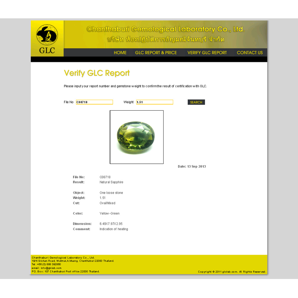 GLC Certified Cushion 1.51ct 6x8mm Tri-Color Yellow Green Natural Sapphire, Tanzania SP015