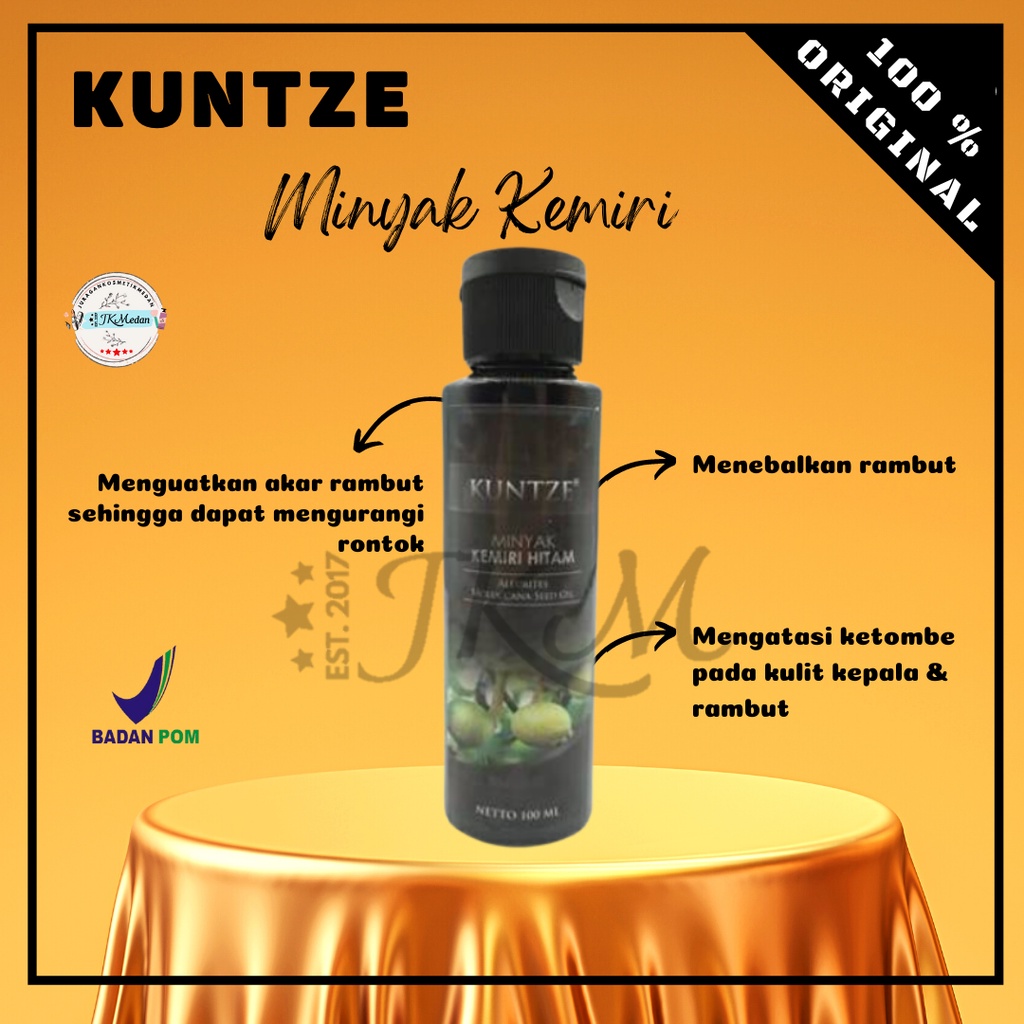 KUNTZE MINYAK KEMIRI HITAM ORIGINAL BPOM 100mL Perawatan Rambut Rontok Botak KUNTZE MIKER