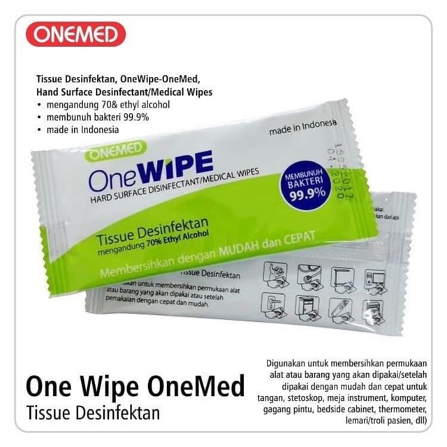 ONEMED OneWIPE Tissue Anti Bakteri 99.9% / VIRUS CORONA Tissue Desinfektan One Wipe Disinfectant