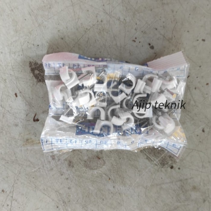 Klem Kabel 9mm Putih Paku Beton Round Cable Clips No 9