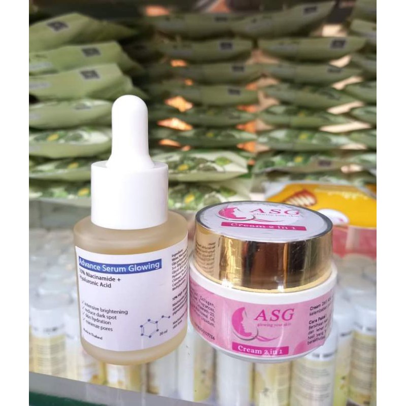 CREAM ASG GLOW+ SERUM ADVANCE GLOWING BONUS MASKER WAJAH
