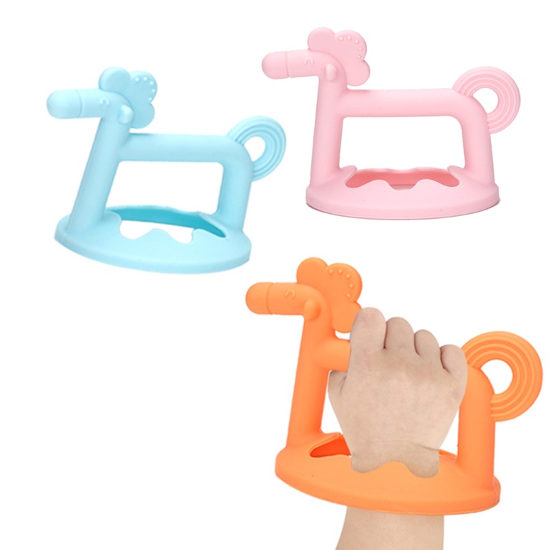 Mary Mainan Teether Bentuk Kuda 3D Bahan Silikon Untuk Bayi