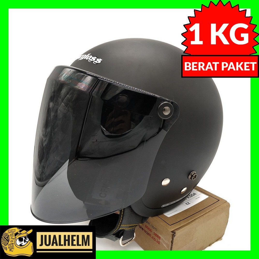 Helm Cargloss Retro Black Doff - Visor Snail (Smoke)