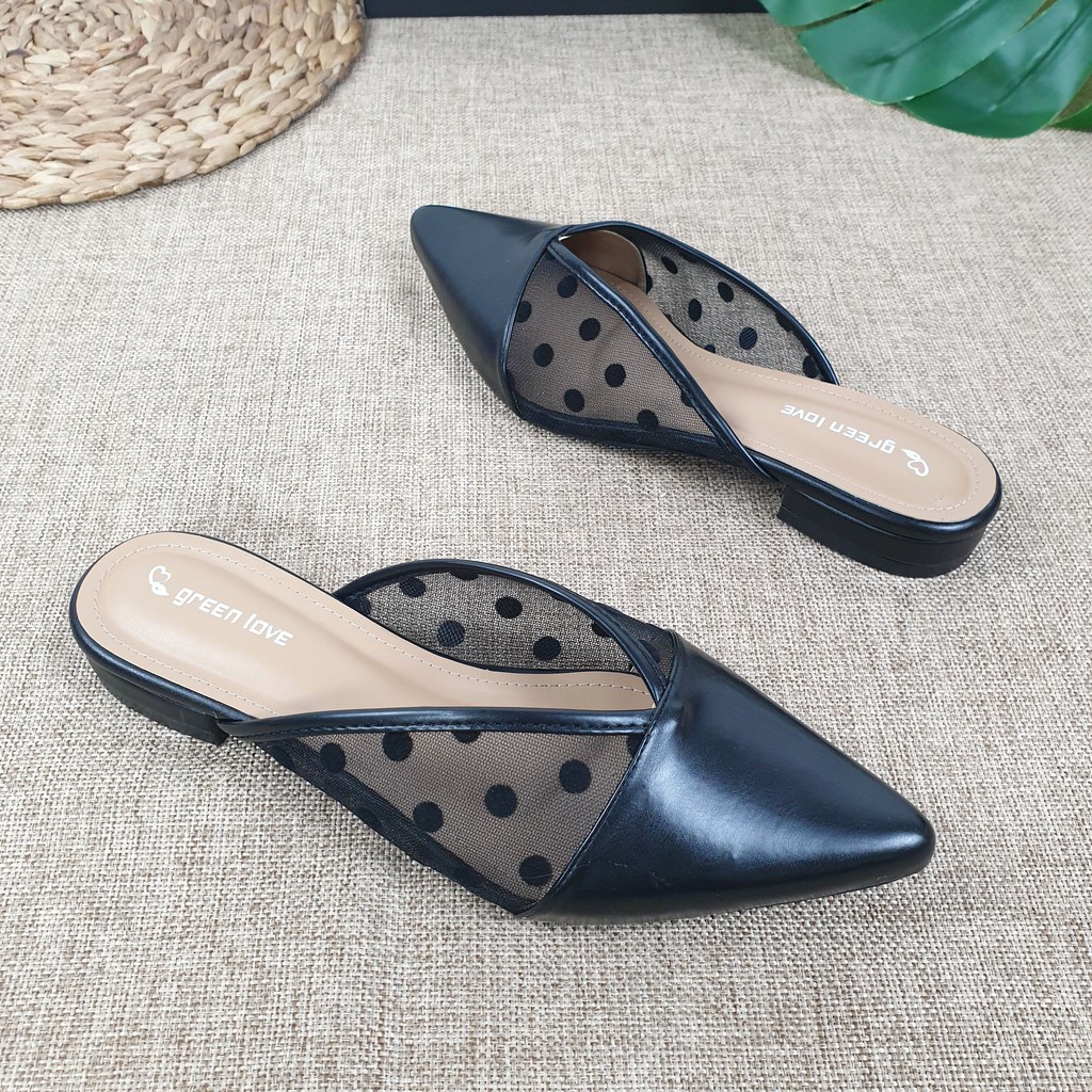 Green Love Slip on Mules POLKADOT