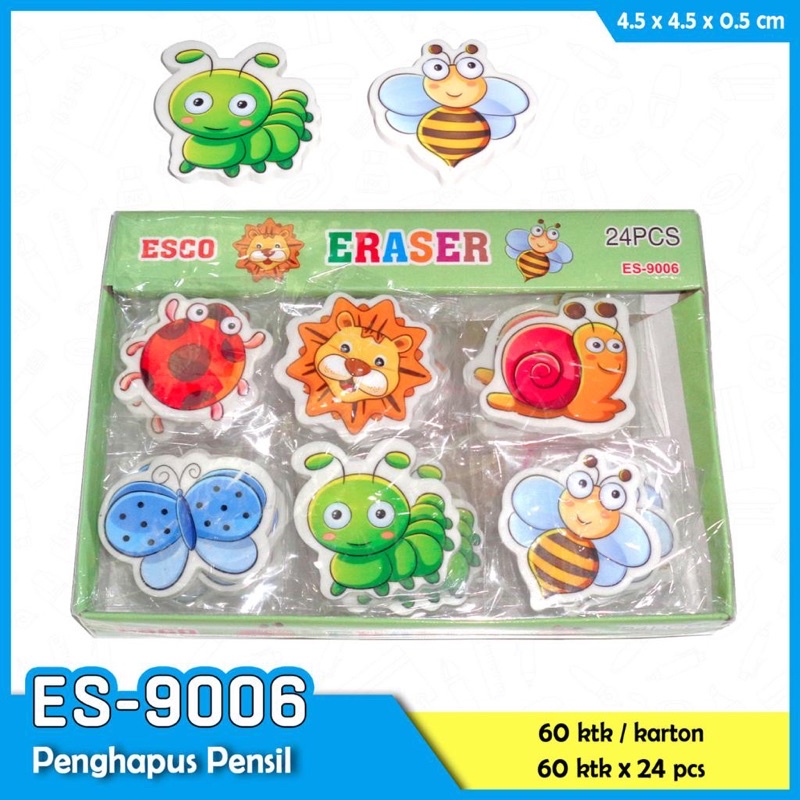 

penghapus pensil motif animal kumbang isi 24