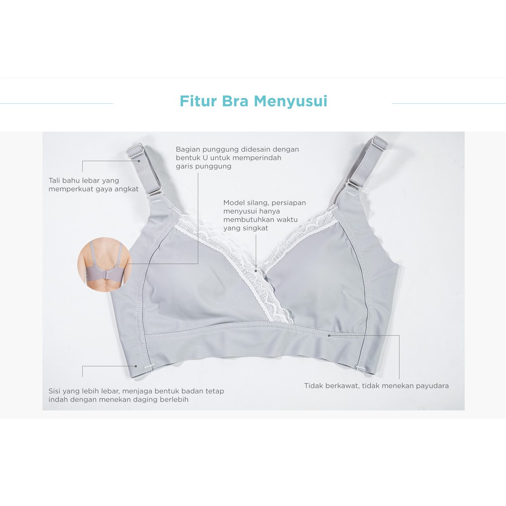 Mooimom Extra Soft Crossover Maternity &amp; Nursing (B03601) Z,G,Y,P- Bra Ibu Hamil &amp; Menyusui