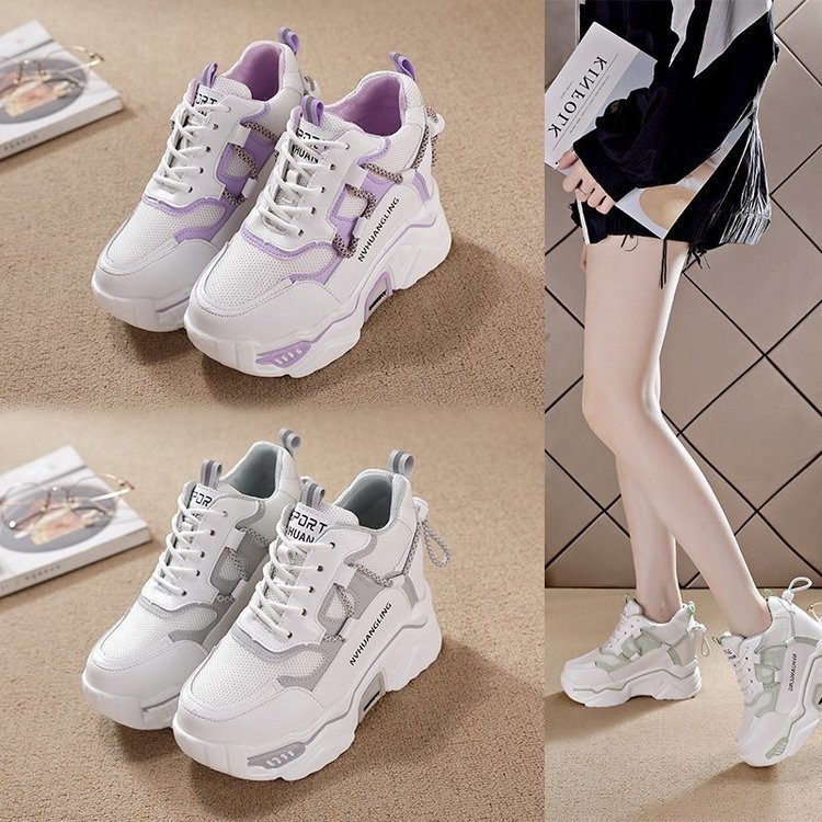 Sepatu Sneakers Putih Cewek Tinggi Sneaker Wanita Import  Terbaru Model Kekinian SP-182