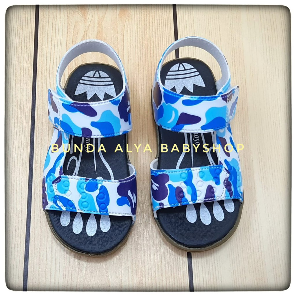 Sendal Anak Laki Laki  Usia 6 Bulan 1 2 Tahun Loreng BIRU - Sepatu Sandal Gunung Anak Cowok Alas Karet Loreng BIRU II Size 22-25