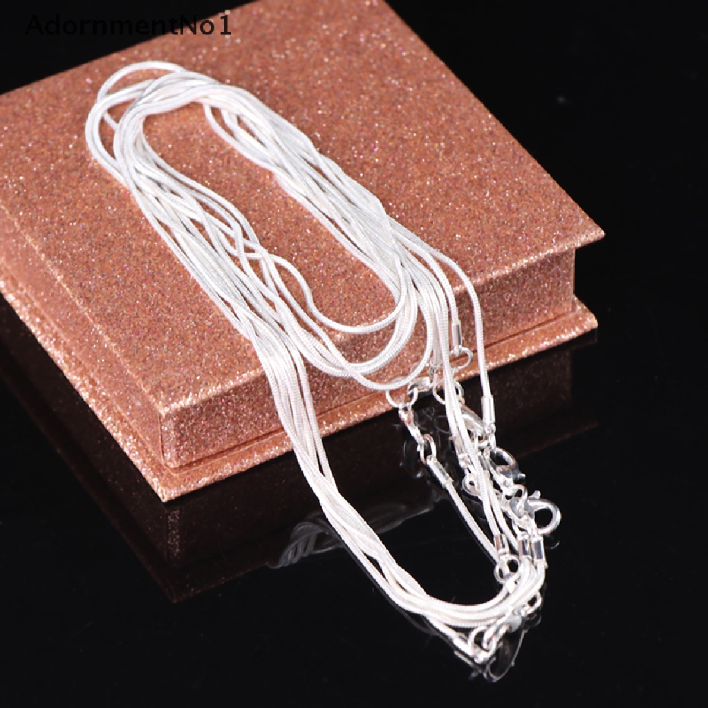 (AdornmentNo1) 5pcs Kalung Rantai Ular Lapis Silver 1MM 45-70CM Untuk Wanita