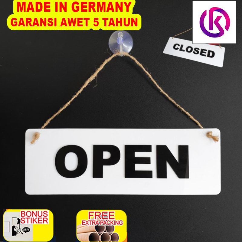 

Murah Gantungan Sign Cafe - AKRILIK OPEN CLOSED PUTIH - Dengan Kop Kaca