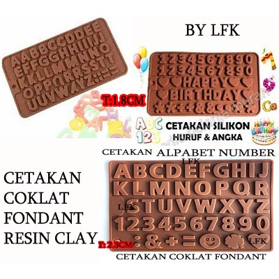 IMPORT CCS SF HAPPY BIRTHDAY NUMBER ANGKA ALPHABET HURUF CETAK SILIKON CHOCOLATE MOLD COKLAT FONDANT