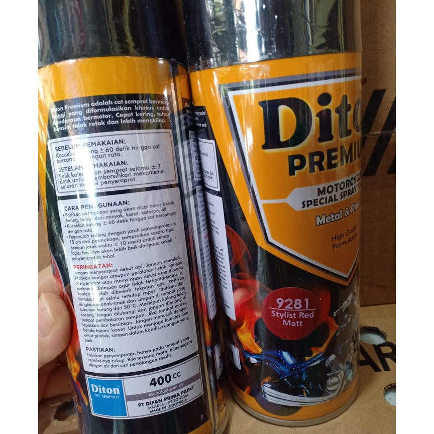 DITON Premium SOLID COLORS Pilok Pilox Cat Semprot DITON Warna Solid (Black White Silver Gold Grey Blue Red Green Yellow and Clear ) 400cc / 400ml