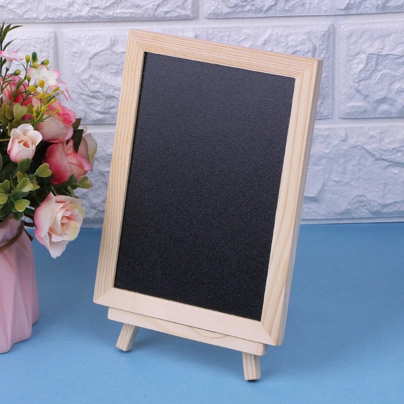 

Ongkir Gratis ya Desktop Message Board Blackboard Wood Tabletop Chalkboard Double Sided Blackboard