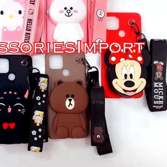 ❊ Realme C21/ C20/ C25/ C11/ C12/ C15/ C1/ C2/ Case Karakter Dompet Koin + Tali Gantungan Leher ♤