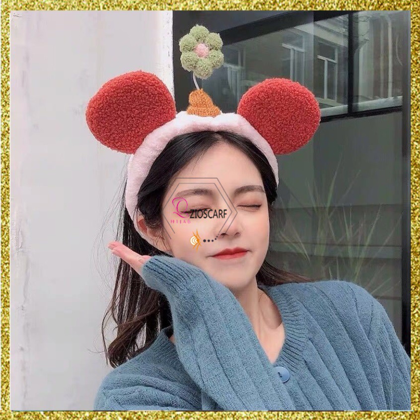 (COD) BANDANA DEWASA MANDI / BANDO MANDI MICKEY BUNGA / HAIRBAND KOREAN CARTOON MX1024