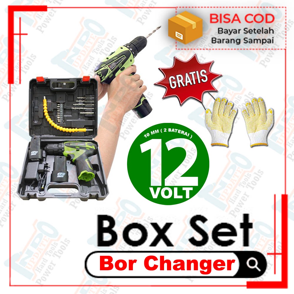 Jual Bor Obeng Elektrik Listrik Set Box 12v Cordless Srewdriver Baterai ...