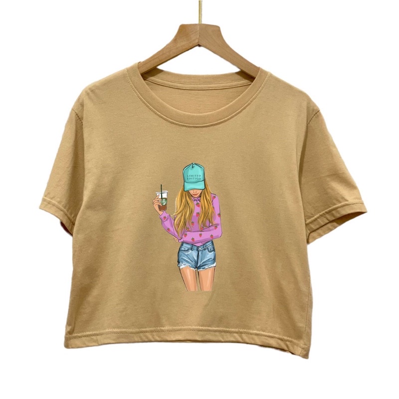 Crop top combed 30s motif girls