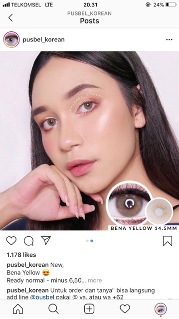 Bena yellow gray blue softlens korea