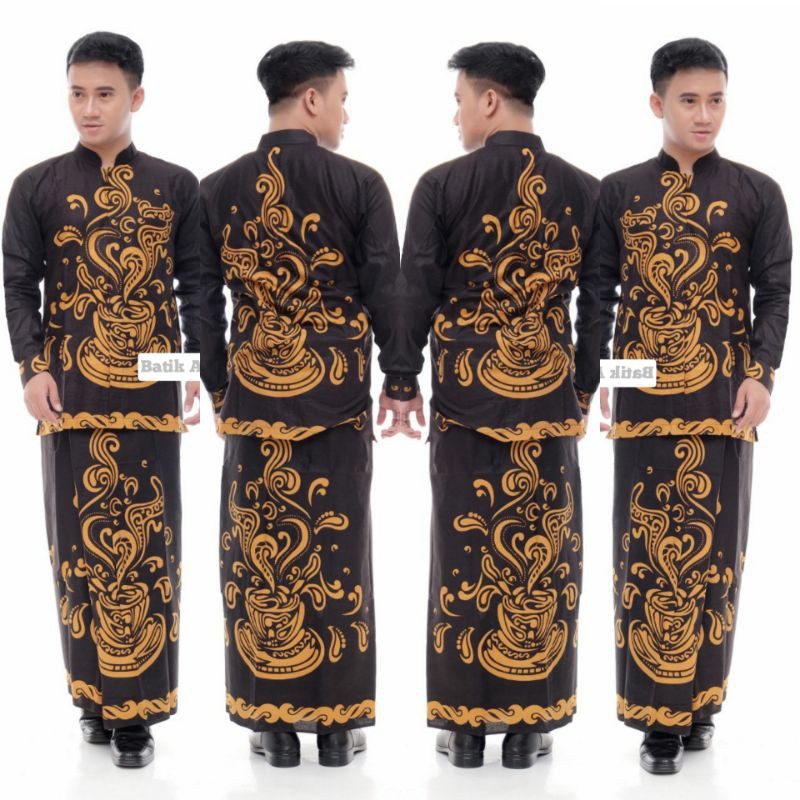 SET SETELAN SARUNG KOKO KEMKO BATIK MOTIF KOPI SEDUH DAN GUNUNGAN WAYANG SERIES BAJU MUSLIM ETHNIC