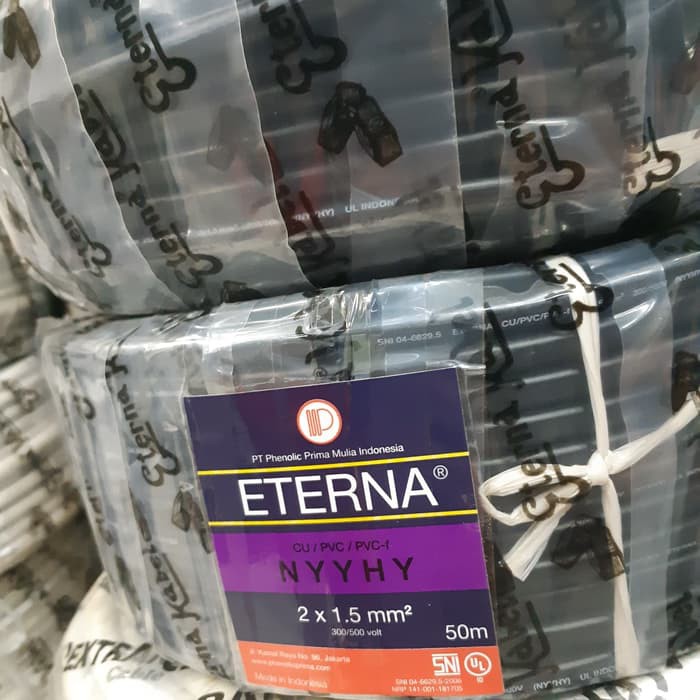 Kabel Listrik Serabut Hitam NYYHY 2 x 1.5 2 x 1,5 2x1,5 2x1.5 Eterna 100meter Kabel NYYHY 2 x 1,5mm 