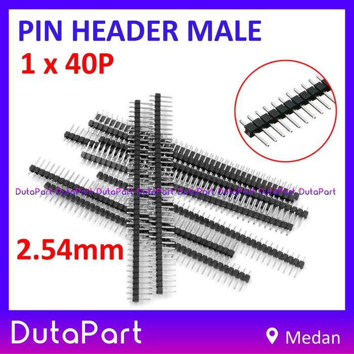 1x40P Pin Header Male 2.54mm 40 Pin Single Row Strip Black Silver